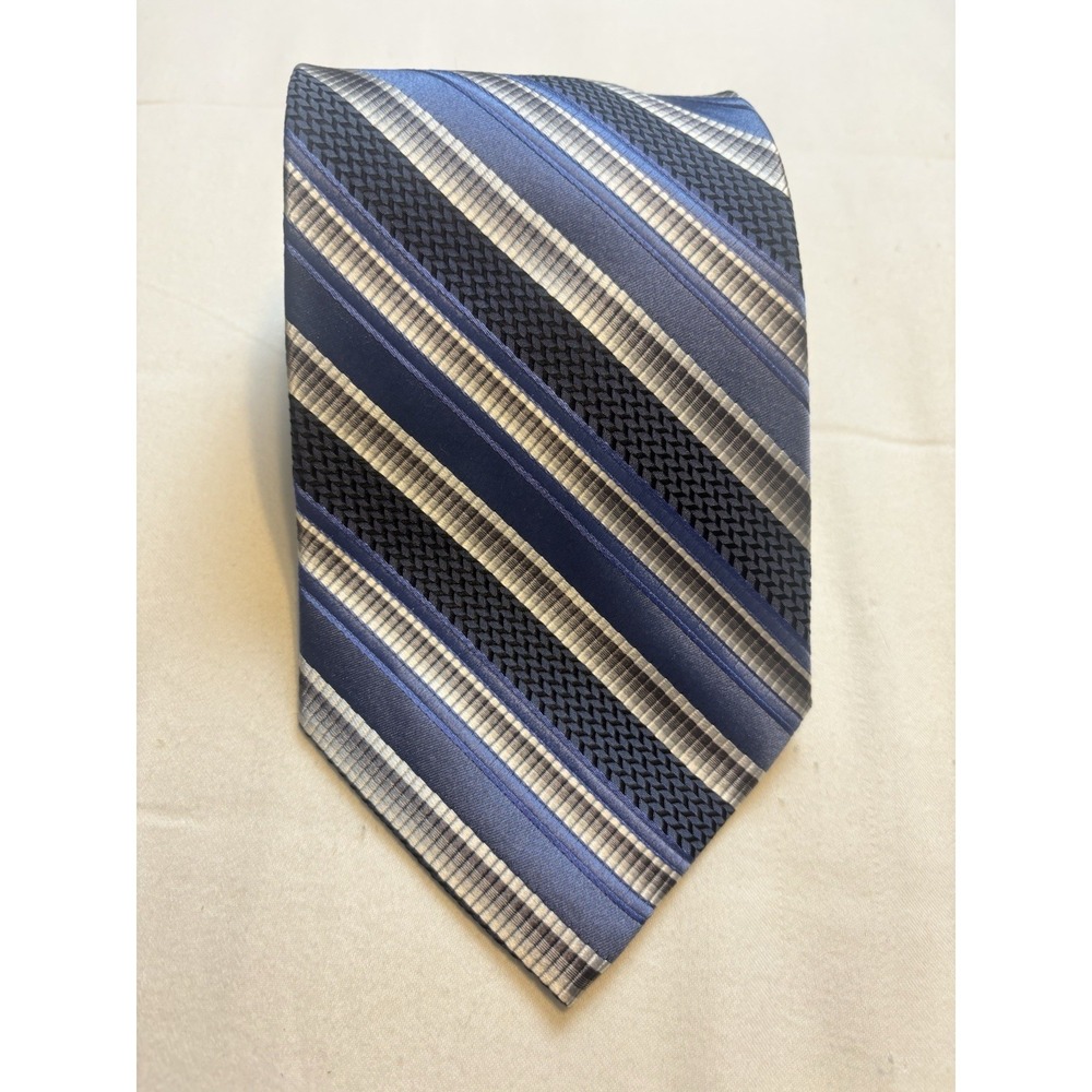 Sicna Collezione Silk Tie Blue Striped 100% Silk New With Tag